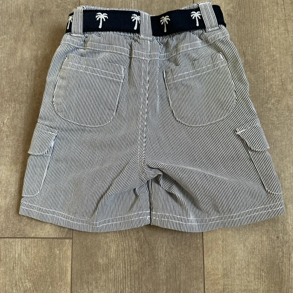 New Gymboree Striped Seersucker Cargo Shorts & Nautical Palm Belt 6-12M baby boy